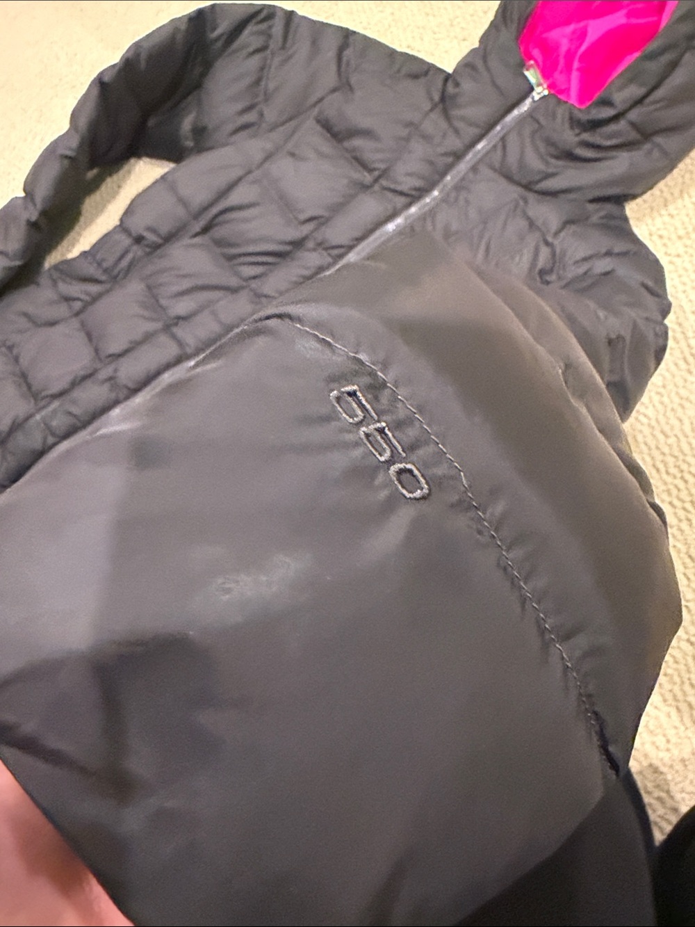 The North Face Black Puffer Coat with Pink Hood Lining 550 - Picture 3 of 9